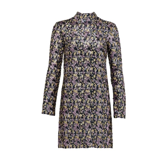 Jill Stuart Purple 6 Sequin Mock Neck Sheath Dress - Picture 1 of 9